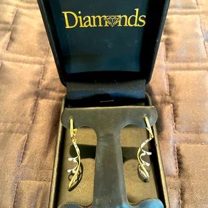 Yellow and White Gold Dangle Earrings